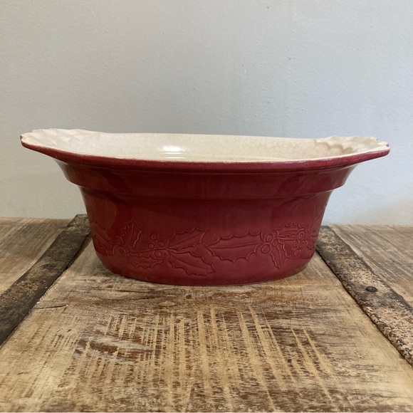 Vintage France Appolia Covered Casserole Dish Red Holly Berry Christmas Fall - Picture 12 of 16